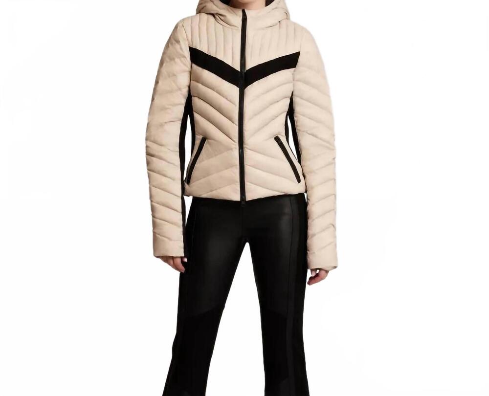 NEW BLANC NOIR chevron stripe puffer jacket in clay